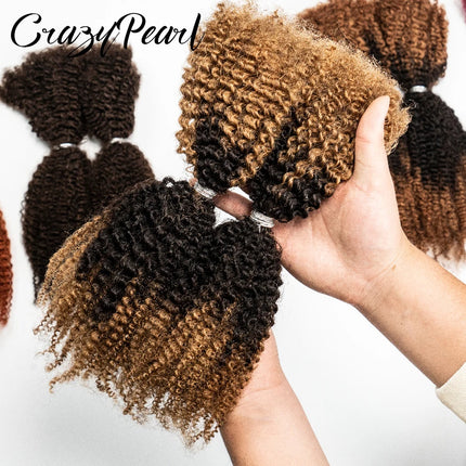 CrazyPearl 4B 4C Afro Kinky Curly Bulk Human Hair for Braiding Locs Twist Mini Micro Knotless Braids Dreadlock Hair Extensions