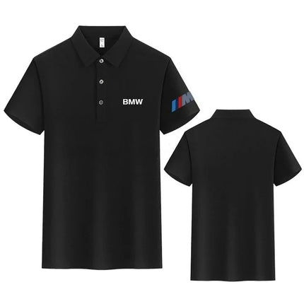 BMW T-Shirt Solid Color Lapel Short-Sleeved Polo Shirt Pure Cotton High-End Fashion Trend Unisex Classic Logo Harajuku Summer