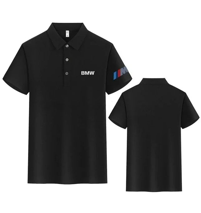 BMW T-shirt Solid Color Lapel Short-sleeved Polo Shirt Pure Cotton High-end Fashion Trend Unisex Classic Logo Harajuku Summer
