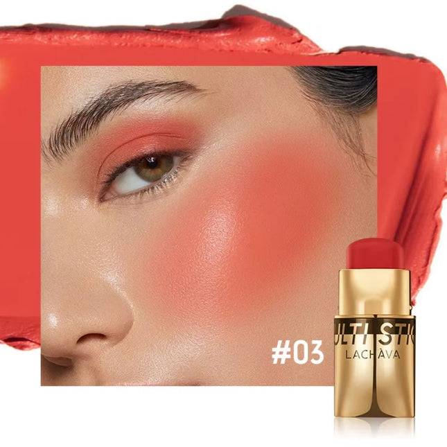 3-In-1 Berry Blush Stick,Waterproof, Color Correction Benefits Multifunctional Makeup for Cheek, Eye, Lip