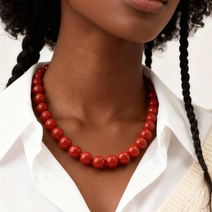 Boho Colorful Acrylic Big Ball Bead Chain Necklace Trendy Handmade Round Choker Necklaces for Women Man Statement Jewelry Gift