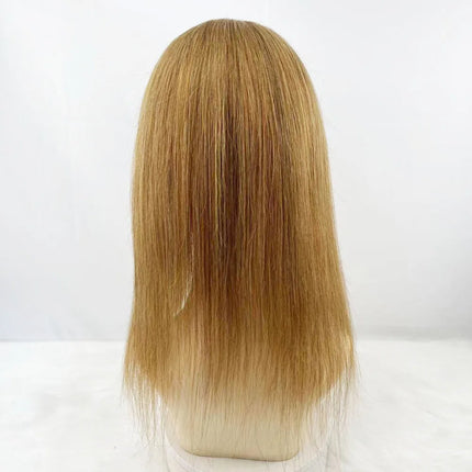Golden Blonde #27 Silk Base Lace Closure Wig with Baby Hair Virgin European Human Hair Toppers for Women