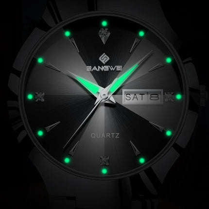 BANGWEI Luxury Business Men's Wristwatch Stainless Steel Waterproof Luminous Man Watch Date Week Fashion Quartz Watches For Men
