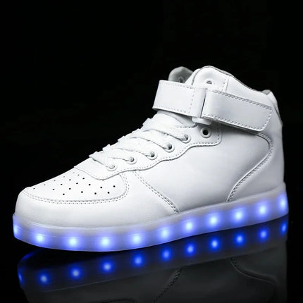 Wholesale LED Light-Up Shoes Plus Size High-Top Charging Colorful Night Fluorescent Couple Board Shoes From China Mainland