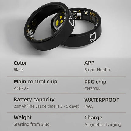 R20 NFC Access Control Smart Ring Ceramic Sheel 7mm Ultra Thin Ring Fitness Tracker IP68 Waterproof Health Monitor Finger Ring