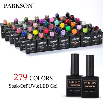 Parkson 12ml Nail Gel Polish TPO HEMA Free Glitter Semi Permanent Soak Off UV LED Long Wear Ultra Diamond Top Coat Varnish