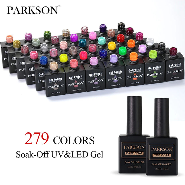 Parkson 12ml Nail Gel Polish TPO HEMA Free Glitter Semi Permanent Soak Off UV LED Long Wear Ultra Diamond Top Coat Varnish