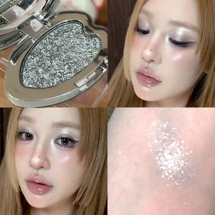 Pearlescent Blue Metallic Eyeshadow Palette Punk Smoky Purple Mashed Potato Waterproof Shimmer Glitter Heart-shaped Eye Shadow
