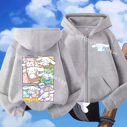 2026 Fashion Casual Zip Up Hoodie Pure Cinnamoroll Cartoon Printed Autumn Winter Boys and Girls Kidswear Zipeer Hoodie Tops