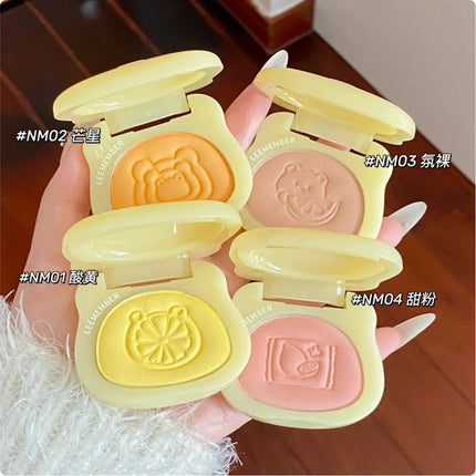 LEEMEMBER Summer Edition Color Lemon Yellow Eye Shadow and Blush Monochrome Pearlescent Fine Play Makeup Cosmetics
