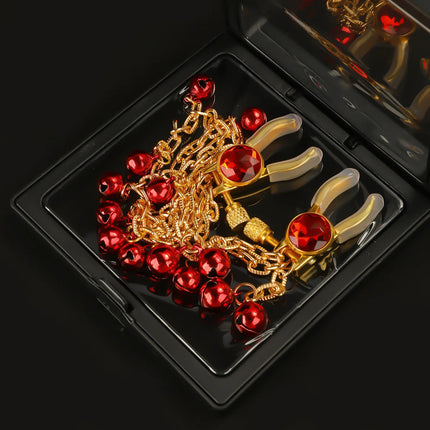 Bell-equipped Nipple Clamp Tassel Design BDSM Flirting Is Suitable for Couples Adjustable Nipple Clamp Chain