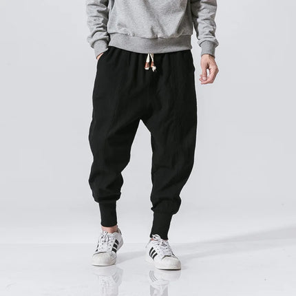 2025 New Trendy Men Harem Pants Loose Oversized Style Cotton and Linen High Quality Jogger Sweatpants Casual Male Trousers
