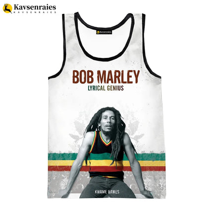 2023 New Fashion Bob Marley Tank Tops 3D Printed Graphic Polyester Sleeveless Shirts Men Hip Hop Harajuku Streetwear T-shirt