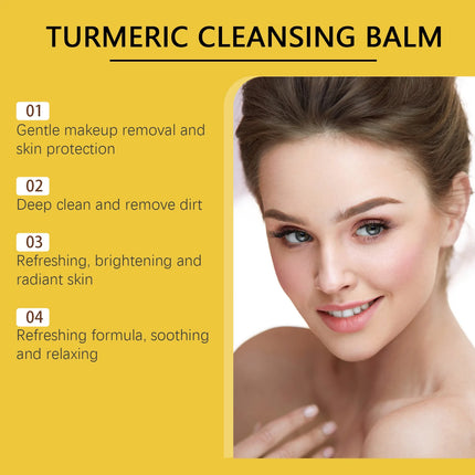 EELHOE Turmeric Cleansing Balm Makeup Remover Moisturizing Facial Pore Cleaning the Skin Refreshing Lemon Makeup Remover Balm