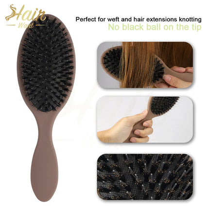 Hair Want Boar Bristle Hair Brush Matte Hair Extension Brush Nylon Paddle Cushion Detangling Smoothing Comb for Hair and Wigs