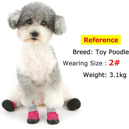 Breathable Mesh Small Dog Shoes, Anti-Slip Rubber Sole, Adjustable Paw Protectors for Hot Pavement, Walking Running Boots Summer