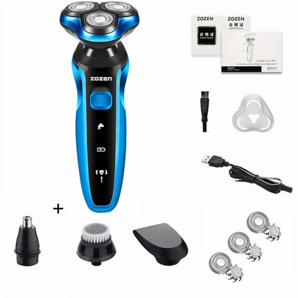 ZOZEN Electric Shaver Washable Rechargeable Electric Razor Shaving Machine for Men Body Hair Beard Trimmer Wet-Dry Use Washable