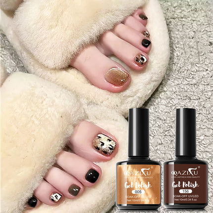 QAZIXU 10ml Brown Golden Cat Eye Nail Polish Gel Soak Off UV LED Nail Magnetic Gel Polish Nail Art Design DIY For Winter