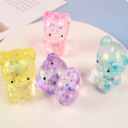 Fidget Bear Toy Squishys Glitter Gummy Bear Needoh Small Cute Animal Anti Stress Fidget Splat Decompressions Vent Squeeze Toy