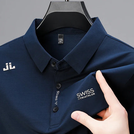 Breathable Men's Polo Shirts Solid Color Embroidered Logo Short Sleeve Casual Sports Summer Top