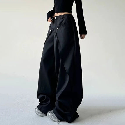 Mens Trousers Stitching Double-Layer Design Casual Pants Streetwear Fashion Grunge Old Money Men Wide-Leg Pants Men'S Wear 2025