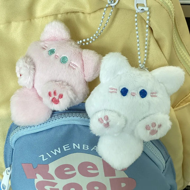 Stuffed Coffee Cat Plush Keychain Creative Soft Fluffy Animal Plush Key Chain Colorful Ins Cat Plush Doll Children Gift