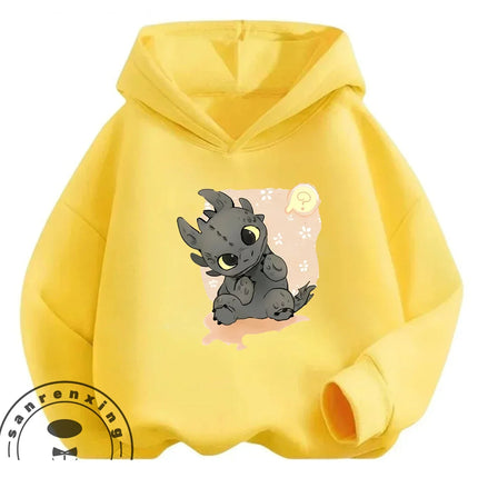 Kawaii Casual Toothless Hoodie 3-14Y Boys Girls Autumn Winter Cute Fashion Street Cartoon Outdoor Children
