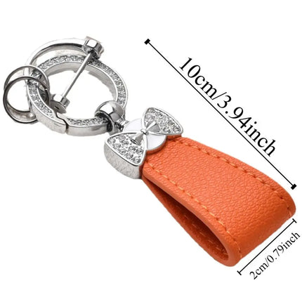 Key Holder Luxury Genuine Leather Keychain Matte Buckle Keys Organizer Car Key Pendant Bag Charms Pendant Rhinestone Key Chain
