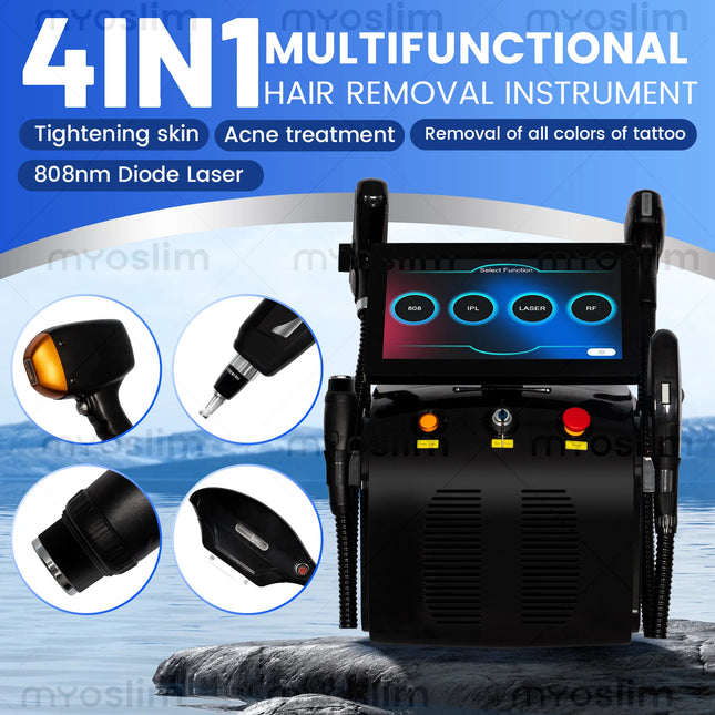 4-in-1 Ice Platinum Laser Diode Hair Removal Machine 755 808 940 1064nm 4 Wavelength ND:YAG Machine Painless Hair Removal
