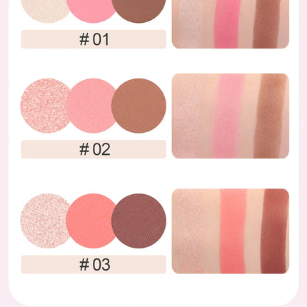 3-In-1 Face Bronzer Highlighter Makeup Palette Matte Pearlescent Blush Contouring Shadow Brighten Three-layer All-in-one Palette