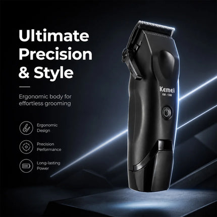 Kemei 1386 Men's Hair Clipper 8000RPM DLC Blade with Base Charger LED Display 2000mAh Professional Hair Cutting Machine Trimmer
