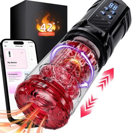APP Control Automatic Male Masturbator Cup Rotating Licking Thusting Masturbation Heating Vagina Pusssy Blowjob Sex Toys For Men