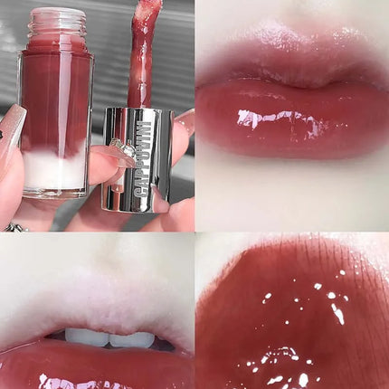 Cappuvini Berry Snow Gradient Lip Gloss Mirror Moisturizing for Plump Lips Long-Lasting Makeup Lip Glaze