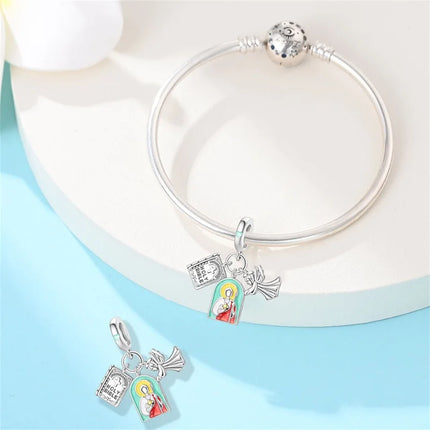 Original New 925 Sterling Silver Prayer Virgin Mary Charms Beads Fit Necklace Bracelet Accessory DIY Jewelry For Women Gift