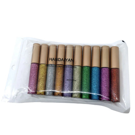 Glitter Liquid Eyeliner Set 10 Pieces Metallic Shimmer Eye Liner Long Lasting Sparkling Eyeshadow Tint Smudge Proof Cosmetics