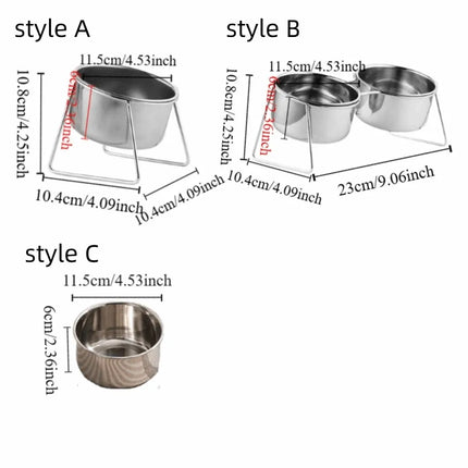 Anti-Tipping Stainless Steel Cat Bowl with Stand Sturdy High Foot Dog Feeder Fall-Resistant Rust Proof Pet Food Bowl
