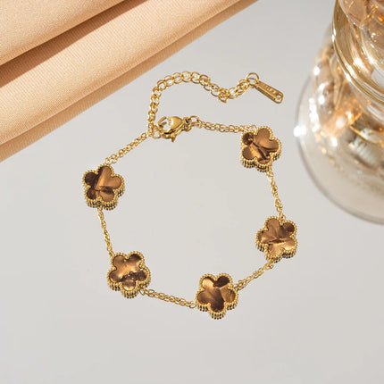 Adjustable Stainless Steel Lucky Five-Petal Flower Bracelet For Woman Stylish Blossom Five-Leaf Exquisite Jewelry Gift Wholesale
