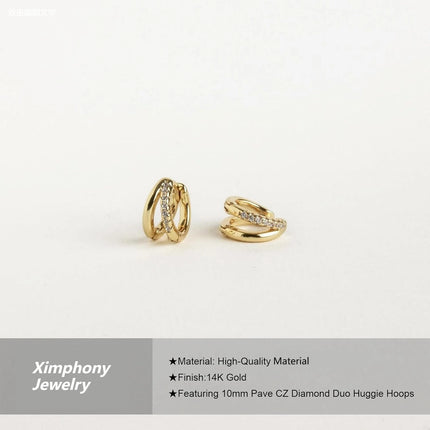 Gold Hoop Earrings for Women, 14K Gold Plated Diamond Huggie Hoop Earrings for Women Wedding Gift For Women Christmas Gift