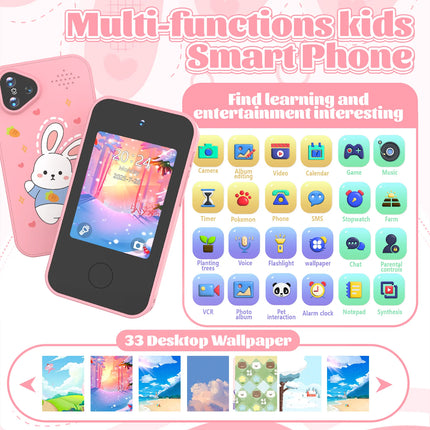 Kids Smart Phone Toy Dual Camera 1080P HD Educational Game Music Player Safe Mode Early Learning Toy Birthday Gift For Boys Girl