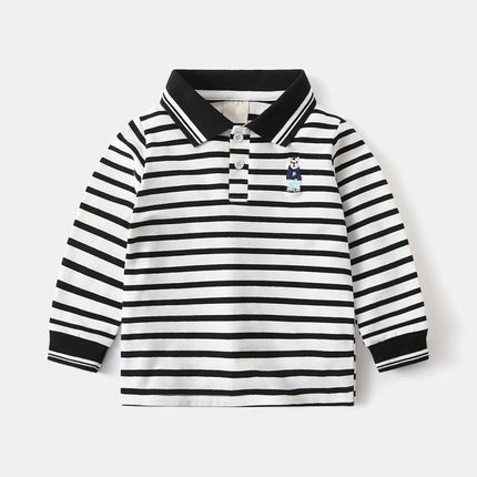 3-7 Y Children's POLO Shirts Boy Handsome Fashion Sports Long Sleeve Tops Embroidery Kids Clothes Toddler Boys School Shirt