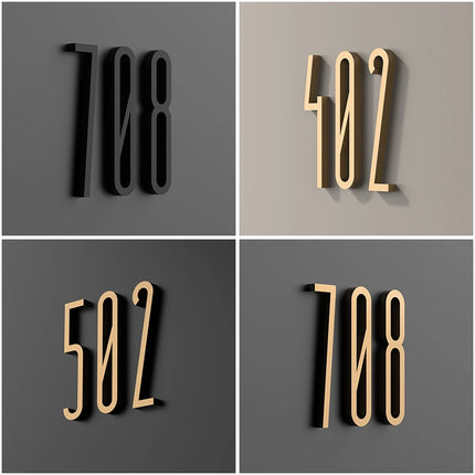 On The Door Extra Apartment Floating Exterior House Metal Building 3D Digits Number Art Nordic Home Decor Wall Sticker Acrylic