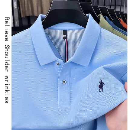 100% pure cotton luxury men's long-sleeve polo shirt designer brand Paul pony embroidery soft comfort spring autumn casual T-shirt