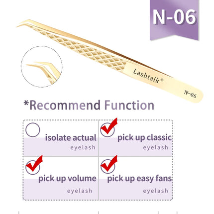 Lashtalk Precision Fiber Tip Tweezer Eyelash Extensions Diamond Grip Anti-Slip Premium Gold Stainless Steel Makeup From Nagaraku