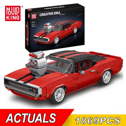 MOULD KING 10112 Technical Super Red Charger Sport Racing Car Building Block Assembly Brick Toys For Kids Christmas Gift Boys