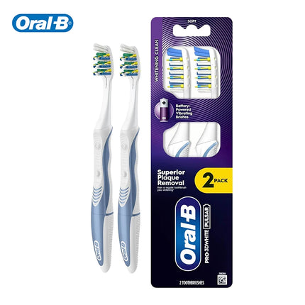 Oral-B Pulsar 3D White Electric Toothbrush 2Pcs/Pack Vibrating Bristles Built-in Power for Deep Clean (Colors Random)