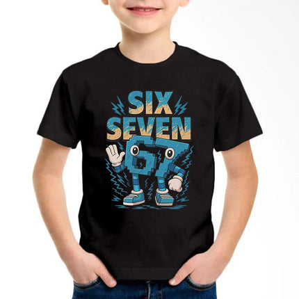 New Funny Six Seven Italian Brainrot 67 Number Graphic Print T-Shirt Boy/Girl Summer Short Sleeved Kids Comfortable T-shirt Top