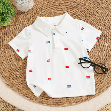 Boys' T-Shirt, Short-Sleeved Summer Children's Polo Shirt Baby T-Shirt Top Korean-Style White Lapel Cool And Trendy