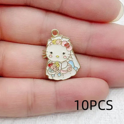 8/9/10PCS Cute Cartoon Cat DIY Alloy Accessories Earrings Necklace Bracelet Keychain Bag Accessories Pendants