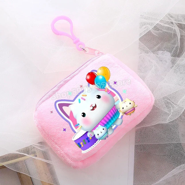 Kawaii Gabby Dollhouse Coin Purse Cute Anime Cat Headset Mini Bag Child Birthday Gifts Keychain Pendant Bags Cartoon Girl Wallet