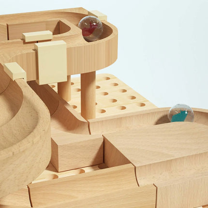 Marble Course Building Set Develops Cognitive Skills Wooden Marble Track Wooden Sphere Course Toy for Children